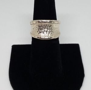 Vintage Sterling Silver Hammered Wide Band Ring